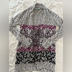 Maurices Gray and Purple Knit Cardigan